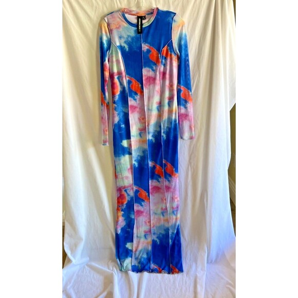 Somethingnew by Vero Moda Cloud Print Mesh Maxi Dress Medium - Picture 4 of 7
